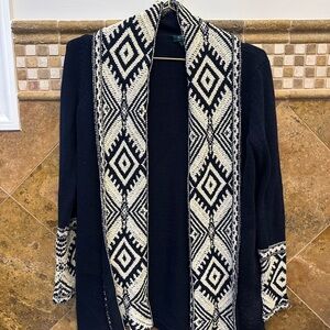 Ralph Lauren Navy and Cream Geometric Cardigan